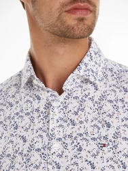 Tommy Hilfiger Langarmhemd CL W-CO/LI DITSY FLOWER SF SHIRT Weiß/Dunkelblau