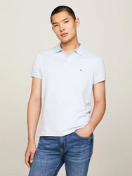 Tommy Hilfiger Poloshirt PRETWIST MOULINE SLIM FIT Hellblau/Weiß/Creme/Blau