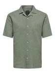 ONLY & SONS Kurzarmhemd ONSCAIDEN SS SOLID RESORT LINEN Grün/Dunkelgrün