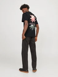Jack & Jones T-Shirt JORTAMPA BACK TEE SS CREW NECK Schwarz