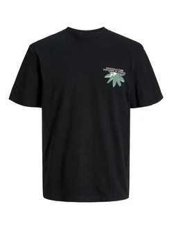 Jack & Jones T-Shirt JORTAMPA BACK TEE SS CREW NECK Schwarz