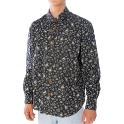 King Kerosin Langarmhemd Hemd Barber Blau/Dunkelblau/Hellblau