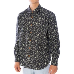 King Kerosin Langarmhemd Hemd Barber Blau/Dunkelblau/Hellblau