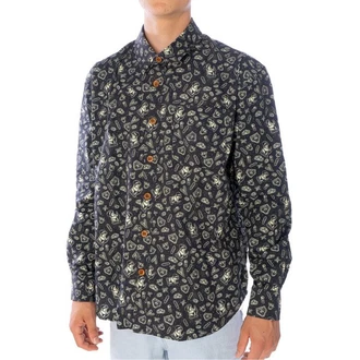 King Kerosin Langarmhemd Hemd Barber Blau/Dunkelblau/Hellblau