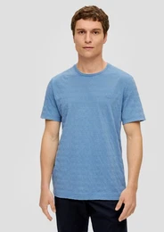 Kurzarmshirt T-Shirt aus Baumwolle Streifen-Detail