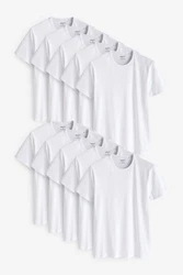 Next Unterhemd Slim-Fit T-Shirts (10-St) Weiß/Grau
