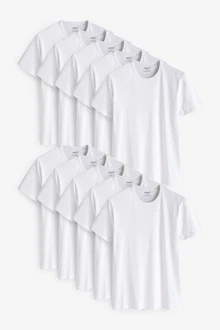 Next Unterhemd Slim-Fit T-Shirts (10-St) Weiß/Grau