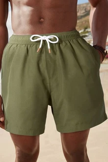Next Badeshorts Schlichte Badeshorts Dunkelgrün/Khaki/Grün