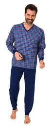 Pyjama Herren Langarm Schlafanzug mit Bndchen - auch in bergre