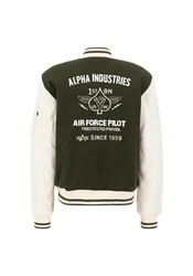 Alpha Industries Bomberjacke Varsity Air Force Jacket Dunkelgrün/Creme/Khaki