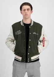 Alpha Industries Bomberjacke Varsity Air Force Jacket Dunkelgrün/Creme/Khaki