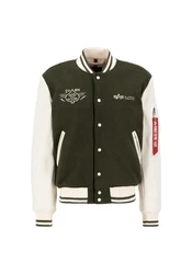 Alpha Industries Bomberjacke Varsity Air Force Jacket Dunkelgrün/Creme/Khaki