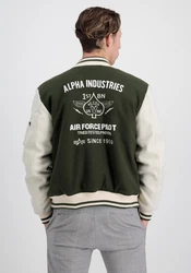 Alpha Industries Bomberjacke Varsity Air Force Jacket Dunkelgrün/Creme/Khaki