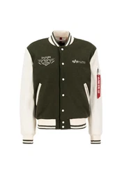 Alpha Industries Bomberjacke Varsity Air Force Jacket Dunkelgrün/Creme/Khaki