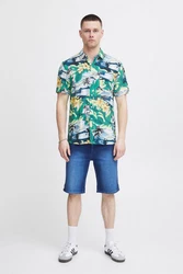 Blend Kurzarmhemd BHShirt Blau/Grün/Dunkelgrün