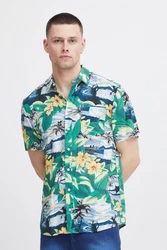 Blend Kurzarmhemd BHShirt Blau/Grün/Dunkelgrün