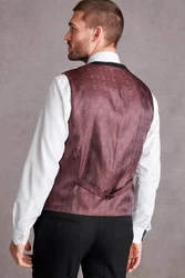 Next Anzugweste Slim Fit Signature Tollegno Anzug Bordeaux/Schwarz/Dunkelrot/Rot/Braun