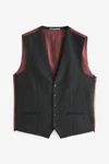 Next Anzugweste Slim Fit Signature Tollegno Anzug Bordeaux/Schwarz/Dunkelrot/Rot/Braun