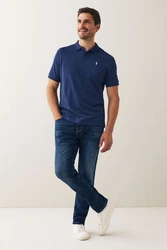 Next Piqu-Poloshirt Dunkelblau/Blau