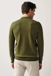 Next Langarm-Poloshirt Dunkelgrün/Grün