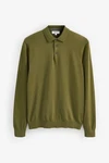 Next Langarm-Poloshirt Dunkelgrün/Grün