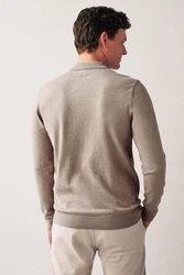 Next Langarm-Poloshirt Beige/Khaki/Braun