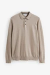 Next Langarm-Poloshirt Beige/Khaki/Braun