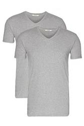 wunderwerk V-Shirt V-neck rib-tee  Grau/Hellblau/Creme