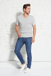 wunderwerk V-Shirt V-neck rib-tee  Grau/Hellblau/Creme