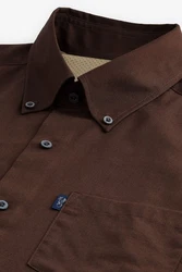 Next Businesshemd Slim Fit Button-down-Oxfordhemd Braun/Dunkelbraun