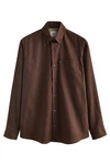 Next Businesshemd Slim Fit Button-down-Oxfordhemd Braun/Dunkelbraun