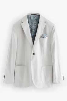 Next Leinensakko Blazer (1-tlg) Grau/Weiß