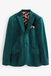 Next Sakko Slim Fit Blazer Dunkelgrün/Türkis/Grün