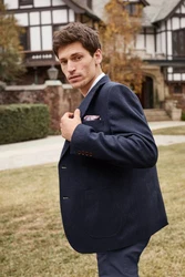 Next Sakko Nova Fides Slim Fit Wool Blazer Dunkelblau/Hellblau