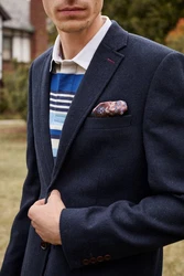 Next Sakko Nova Fides Slim Fit Wool Blazer Dunkelblau/Hellblau