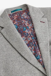 Next Sakko Nova Fides Slim Fit Wool Blazer Grau/Hellgrau