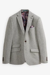 Next Sakko Nova Fides Slim Fit Wool Blazer Grau/Hellgrau