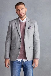 Next Sakko Nova Fides Slim Fit Wool Blazer Grau/Hellgrau