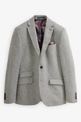 Next Sakko Nova Fides Slim Fit Wool Blazer Grau/Hellgrau