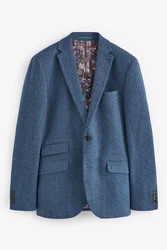 Next Sakko Nova Fides Slim Fit Wool Blazer Hellblau/Dunkelblau/Blau/Grau