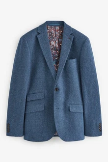 Next Sakko Nova Fides Slim Fit Wool Blazer Hellblau/Dunkelblau/Blau/Grau