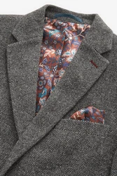 Next Sakko Nova Fides Slim Fit Wool Blazer Grau/Dunkelgrau/Hellgrau