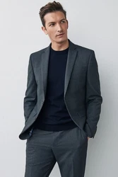 Next Baukastensakko Motion Flex Stretch Slim Fit Anzugsakko Dunkelgrau/Dunkelblau/Grau