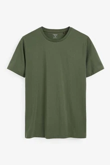 Next Slim Fit Rundhals-T-Shirt Dunkelgrün/Khaki
