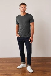 Next Slim Fit Rundhals-T-Shirt Dunkelgrau/Grau/Schwarz