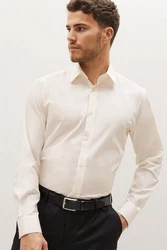 Next Langarmhemd Pflegeleichtes Regular Fit Hemd Sportmanschetten Weiß/Creme/Khaki/Beige