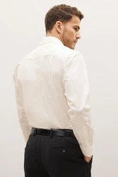 Next Langarmhemd Pflegeleichtes Regular Fit Hemd Sportmanschetten Weiß/Creme/Khaki/Beige
