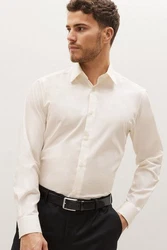Next Langarmhemd Pflegeleichtes Regular Fit Hemd Sportmanschetten Weiß/Creme/Khaki/Beige