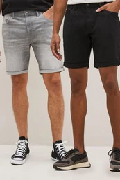Jeansshorts Jeansshorts mit Stretch im Slim Fit (2-tlg)