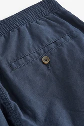 Next Slim Fit Hose mit Kordelzug aus Leinenmischung Dunkelblau/Blau/Grau